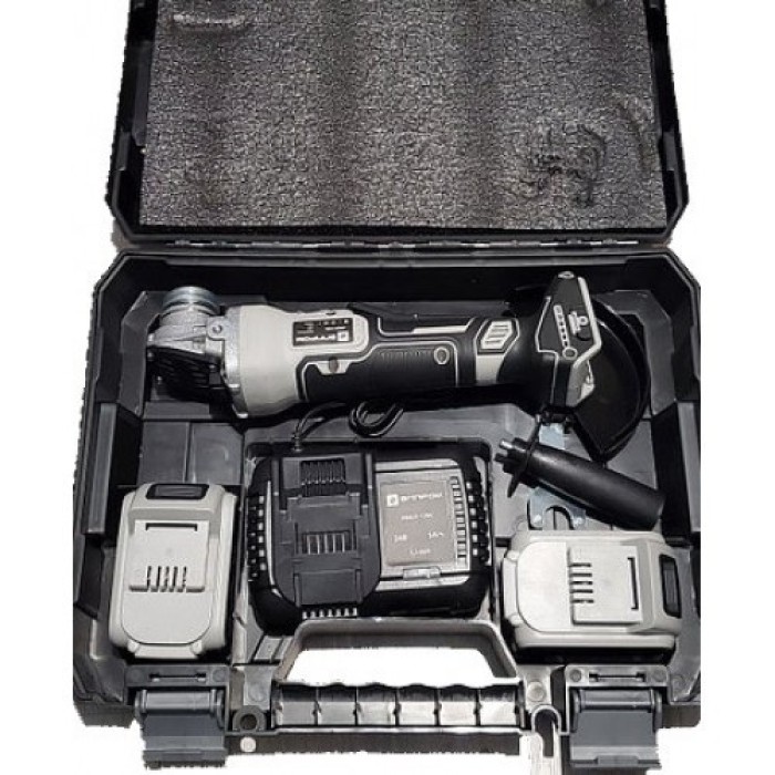 Кутова шліфувальна машина (болгарка) Елпром ЕМШУ-125А, 2 акк, 24В, 5А/год, безточкова, 3 швидкості, регулятор, кейс