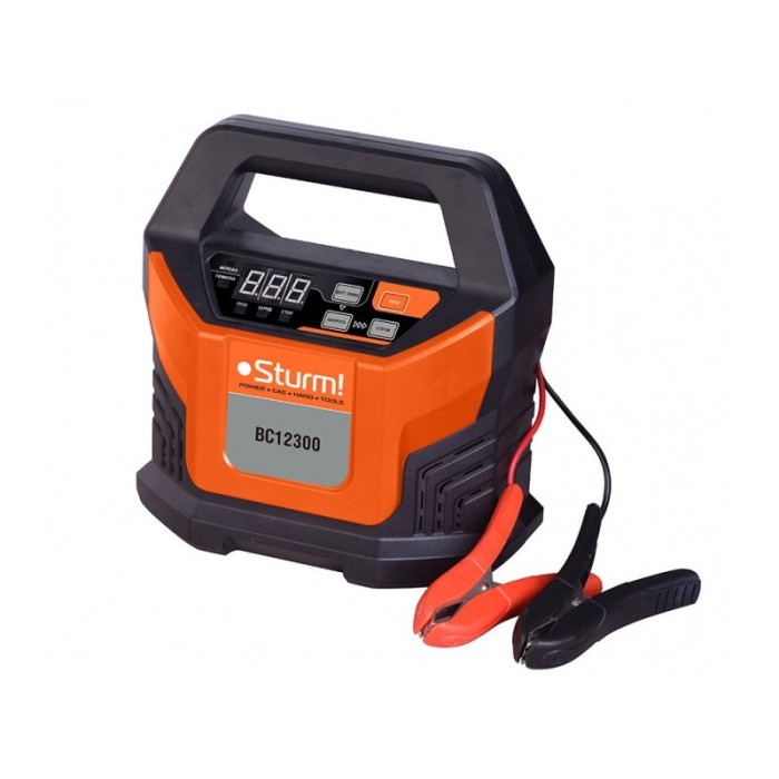 Зарядно-пусковий пристрій Sturm BC12300, 300 Вт, 12В, 18А, 2-400Ач, струм зарядки 5 А, 4 режиму, дисплей