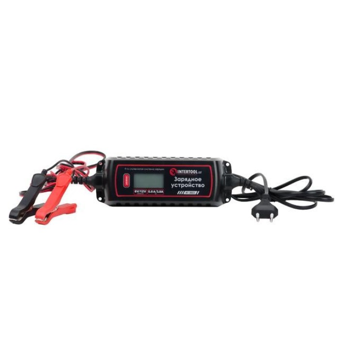 Зарядний пристрій INTERTOOL AT-3023, 6/12В, 0.8/3.8 А, 230В, зимовий режим, дисплей, струм заряду 0.8-3.8 А