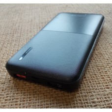 Повербанк GRIXX 10000 mAh, 2 USB входа, USB-C, Micro-USB, быстр. зарядка, кабель USB-USB-C в комплекте, черный