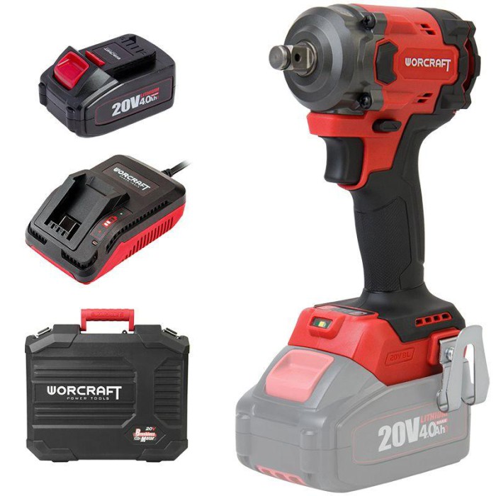 Акумуляторний безщітковий гайковерт ударний WORCRAFT CIW‑S20LiBM‑450, 1 АКБ, 450 Нм, LED-підсвічування, 3 скор