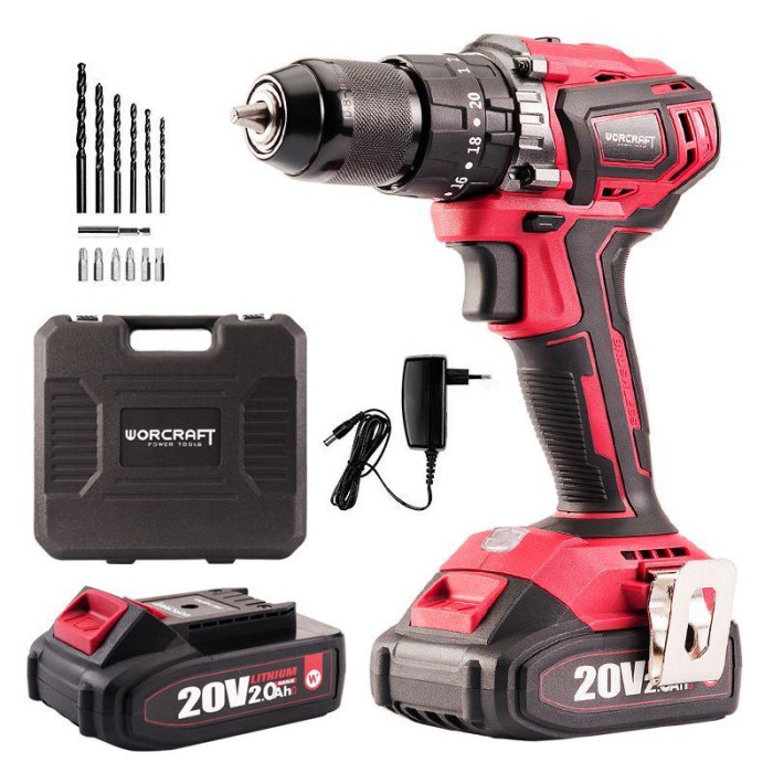 Акумуляторний безщітковий шуруповерт WORCRAFT CHD-S20LiBAC (20В, 2 Аг, кейс)