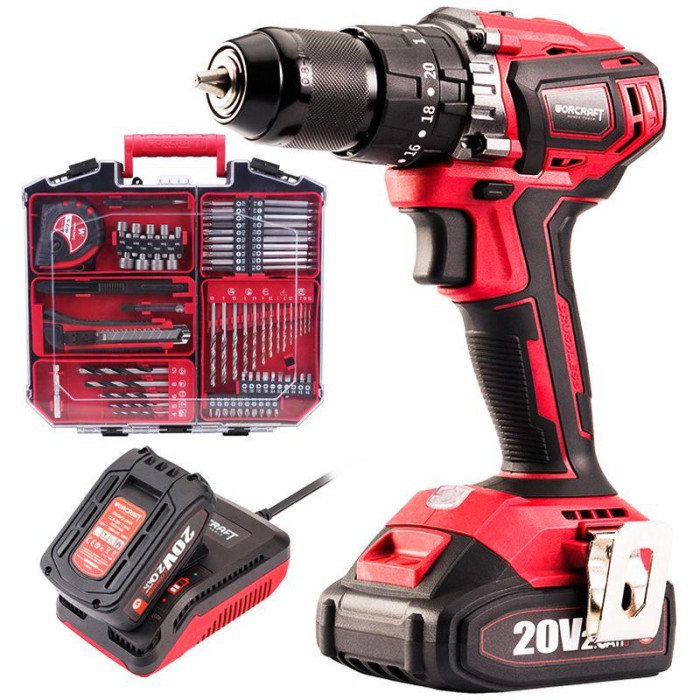 Акумуляторний безщітковий шуруповерт WORCRAFT CHD-S20LiBAT (2 АКБ 20В, 2 А * год, набір інструментів, кейс)