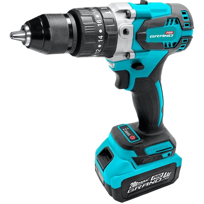 Акумуляторний ударний шуруповерт Grand 20/13UBL (безщітковий, 75 Н*м, 20В, 4 Аг, 2 АКБ, кейс)