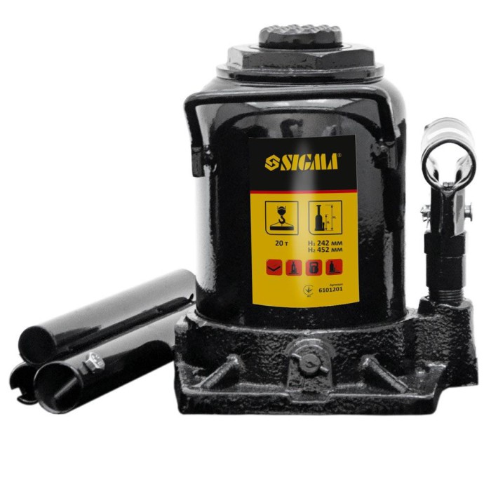 Домкрат гідравлічний пляшковий низькопрофільний 20 т H 185-355 мм SIGMA (6101211)