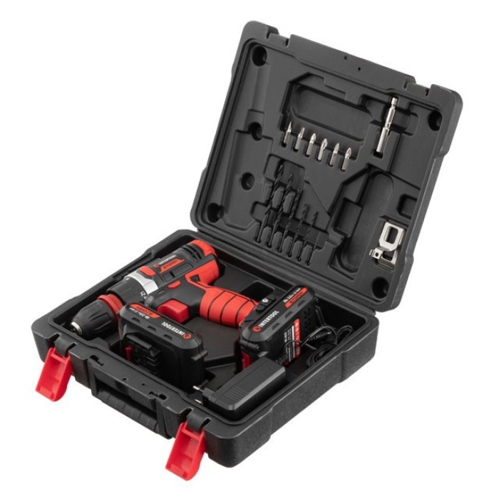 Дриль-шуруповерт акумуляторна INTERTOOL WT-0317, Li-Ion 18, 25 Nm, 0-400/0-1500 об/хв, 2x2.0 Ач