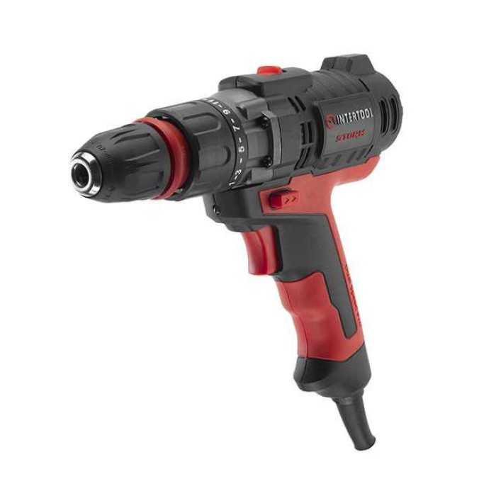 Дриль-шурупокрут електричний INTERTOOL WT-0110, 420 Вт, 0-1800 об/хв, 2 скор., 20 Nм, DFR патрон