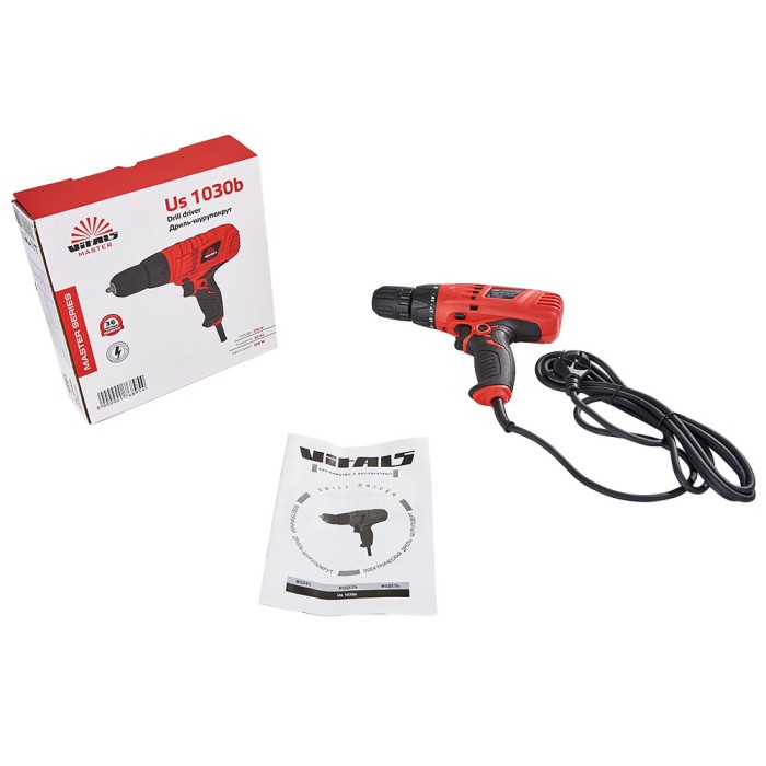 Дриль-шурупокрут електричний Vitals Master Us 1030b, 300 Вт, 710 об/хв, 15 Нм