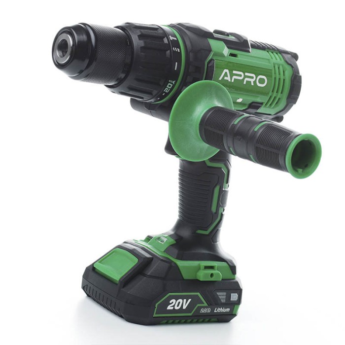 Дриль-шуруповерт ударний APRO 20В, 2А, 20HD 2 АКБ, ЗУ, кейс Дриль-шуруповерт ударний APRO 20В, 2А, 20HD 2 АКБ, ЗУ, кейс