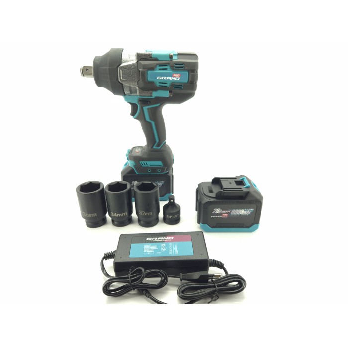 Гайковерт акумуляторний безщітковий Grand АГ-2000UBL, 2000 Нм, 20 В, 6 А/год, 3 швидкості, 3 головки, кейс Гайковерт акумуляторний безщітковий Grand АГ-2000UBL, 2000 Нм, 20 В, 6 А/год, 3 швидкості, 3 головки, кейс