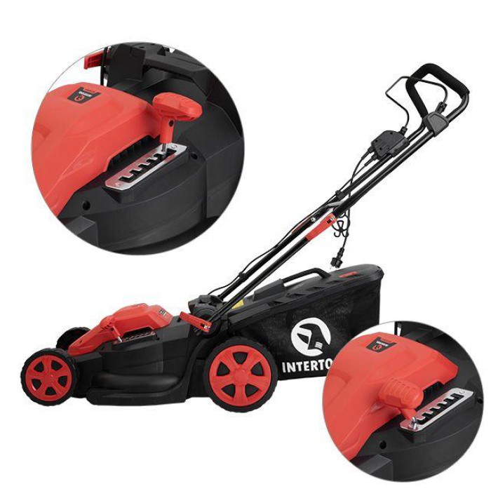Газонокосарка електрична INTERTOOL WT-2265, 1.8 кВт, захват 400 мм, висота зрізу 25-75 мм, контейнер 40 л