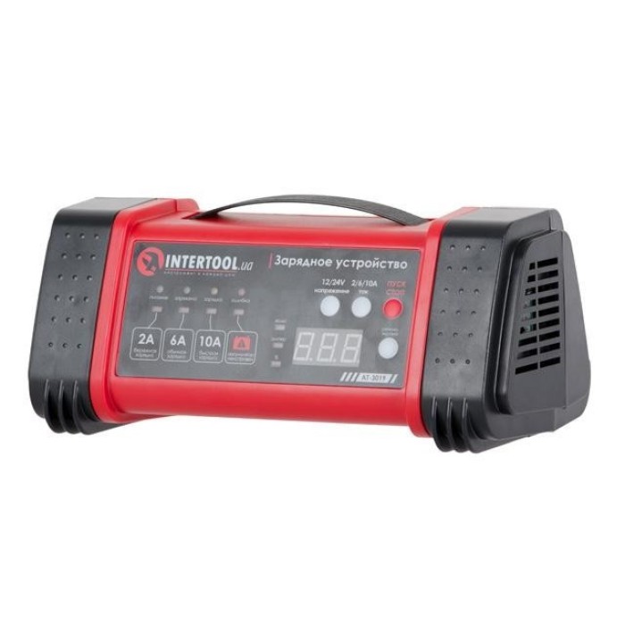 Интеллектуальное зарядное устройство INTERTOOL AT-3019, 12/24В, 2/6/10А, 2/6A, 230В, дисплей