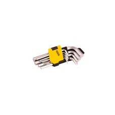 Ключи шестигранные MasterTool 75-0955, набор 9 шт CrV короткие (1,5-10мм L45-112мм)