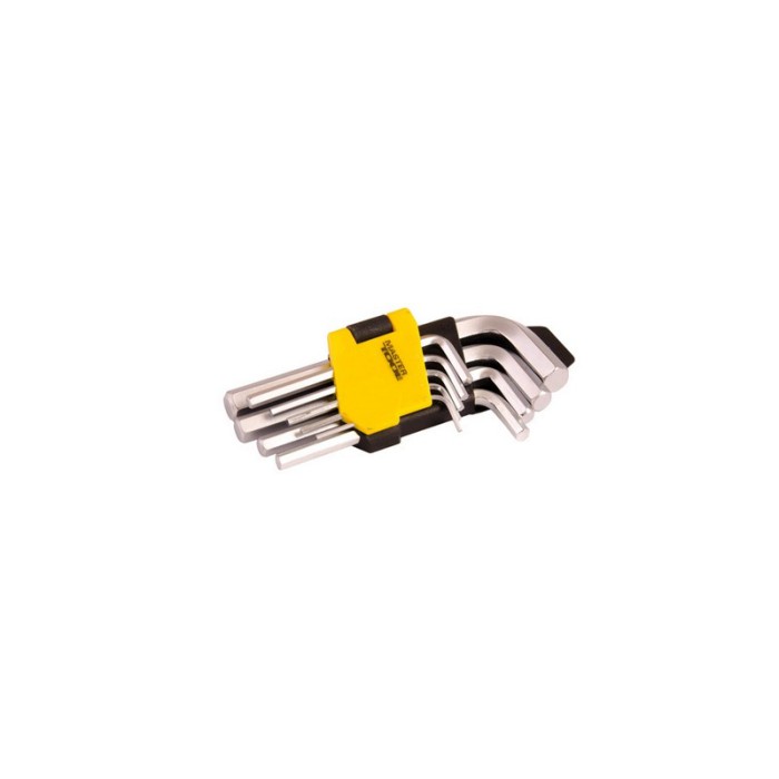 Ключи шестигранные MasterTool 75-0955, набор 9 шт CrV короткие (1,5-10мм L45-112мм)