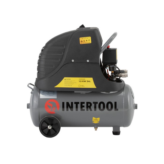Компресор INTERTOOL PT-0009, 24 л, 1.5 кВт, 220 В, 8 атм, 206 л/хв.