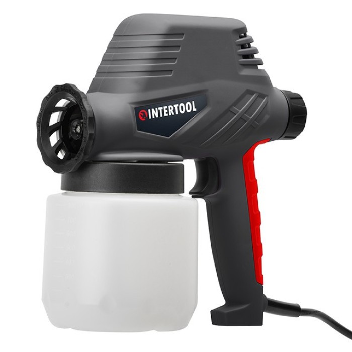 Краскопульт электрический INTERTOOL DT-5012, 120 Вт, форсунка 0,8 мм, бачок 0,8 л, 320 мл/мин