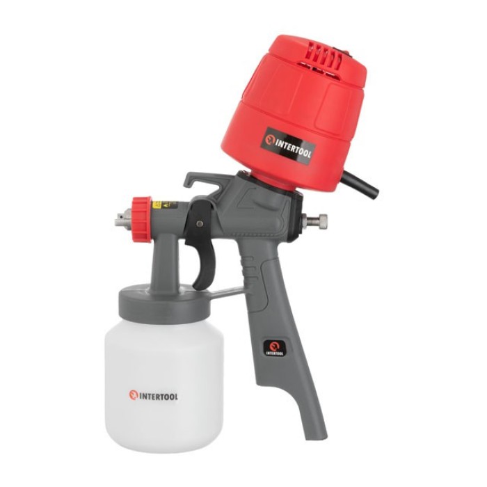 Краскопульт электрический INTERTOOL DT-5045, HVLP 450 Вт., форсунка 1.5 мм, бачок 1л., 100-200 мл/мин
