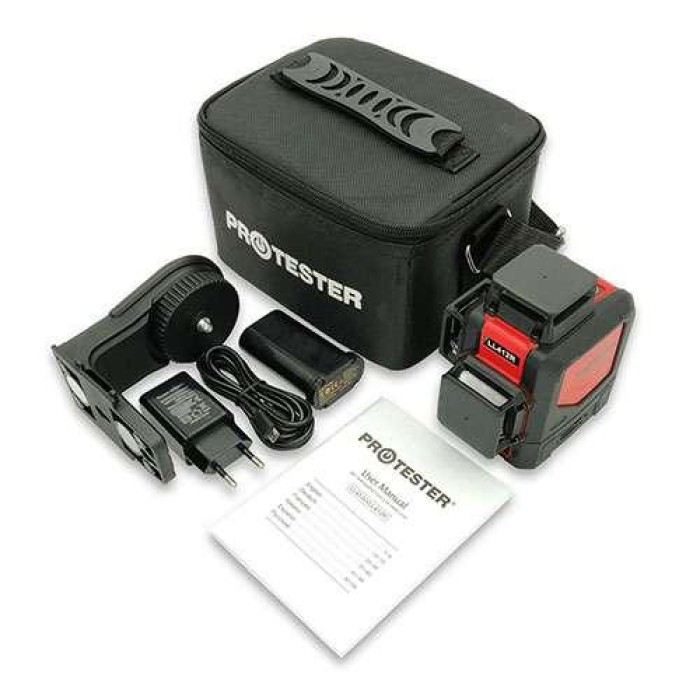 Лазерний рівень, 3x360° (H360/2xV360, красний луч) PROTESTER LL412R