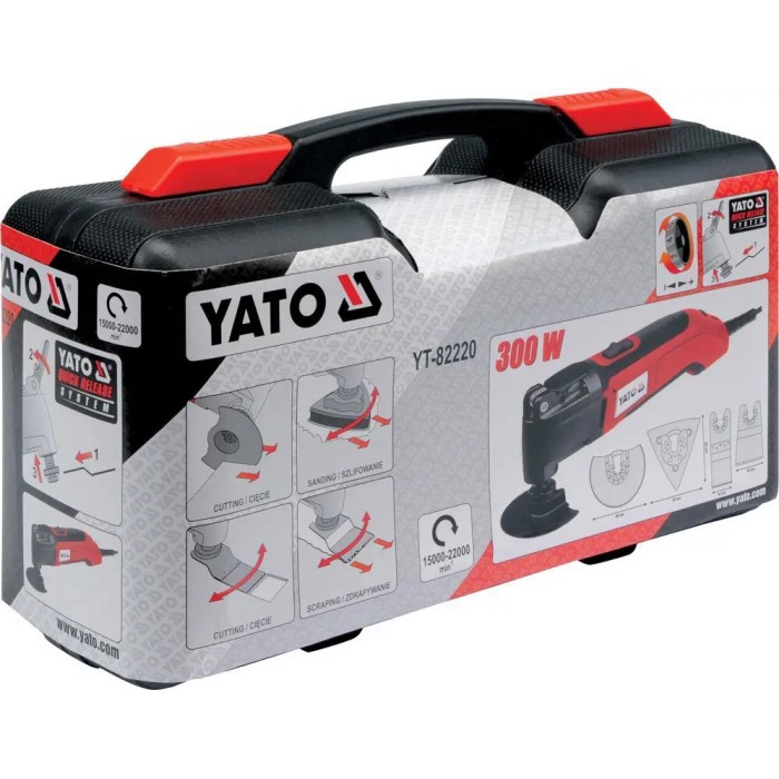 Многофункциональный инструмент (реноватор) YATO YT-82220, 300 Вт, 22000 об/мин, насадки, кейс