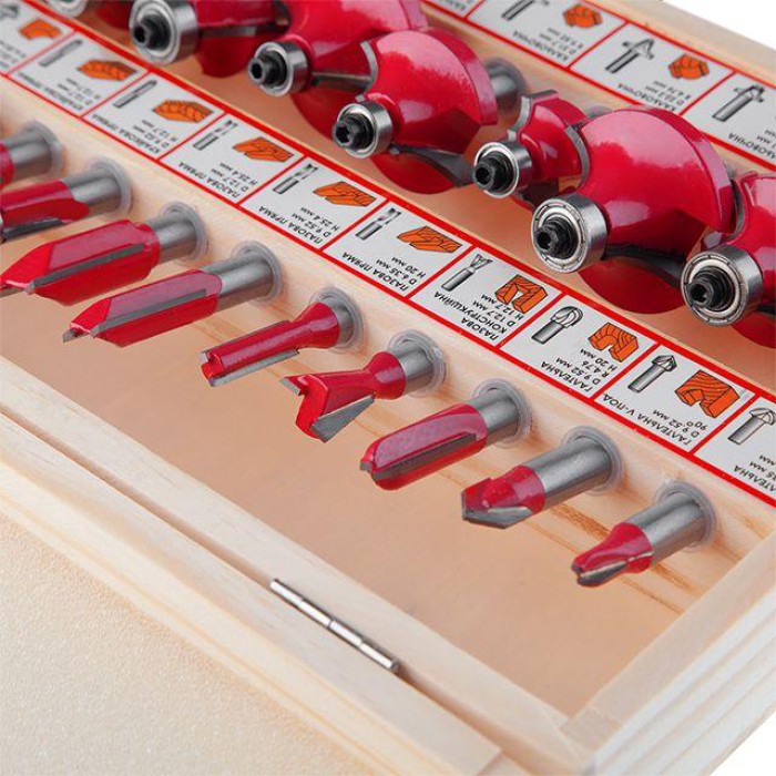 Набір фрез по дереву в дерев'яному кейсі INTERTOOL HT-0073