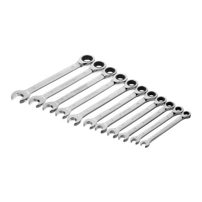 Набір ключів комбінованих з храповим механізмом 11од. 8-19мм, Cr-V; PROF DIN3113 INTERTOOL XT-1304