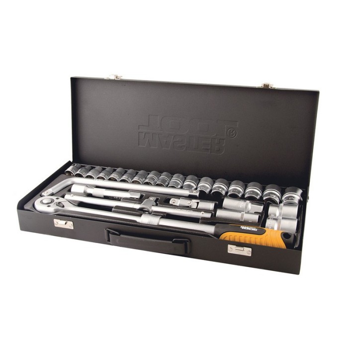 Набор насадок торцевых MasterTool 78-4126 PROFI, CrV 1/2”  8-32 мм, трещотка 72Т, 26 шт, мет. кейc