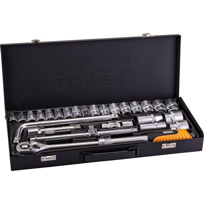 Набор насадок торцевых MasterTool 78-4126 PROFI, CrV 1/2”  8-32 мм, трещотка 72Т, 26 шт, мет. кейc