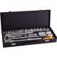 Набор насадок торцевых MasterTool 78-4126 PROFI, CrV 1/2”  8-32 мм, трещотка 72Т, 26 шт, мет. кейc