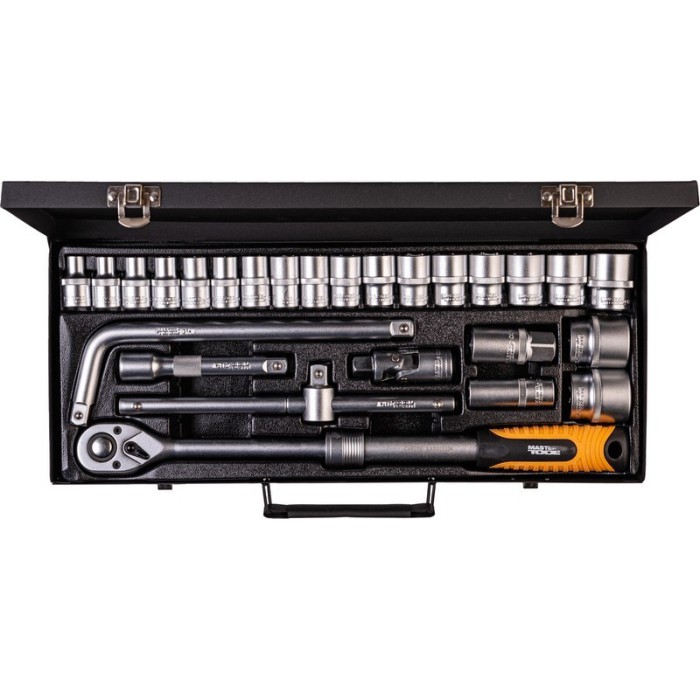 Набор насадок торцевых MasterTool 78-4126 PROFI, CrV 1/2”  8-32 мм, трещотка 72Т, 26 шт, мет. кейc