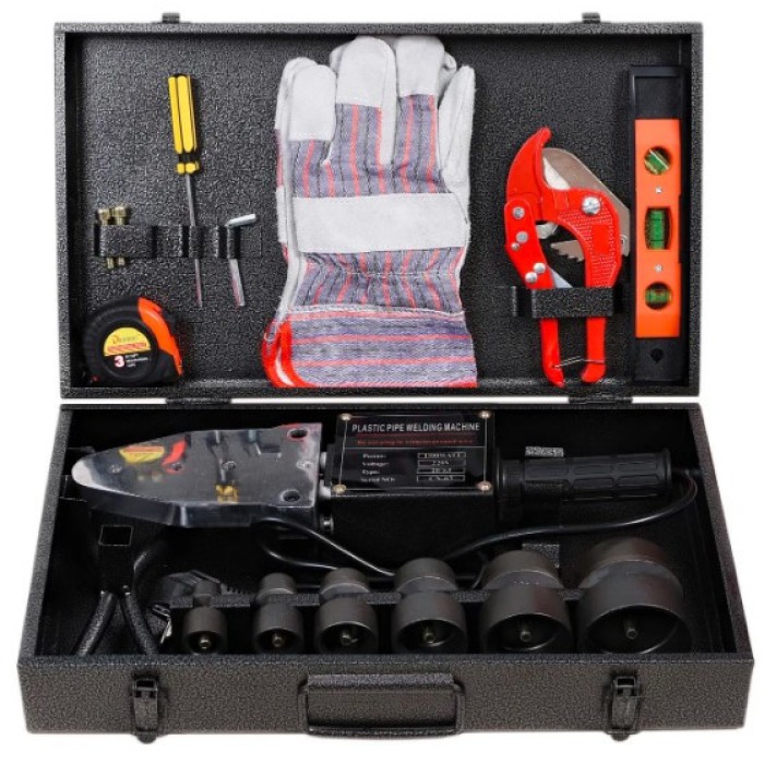 Паяльник для пластикових труб Vorskla ПМЗ 2,4/6, 2400 Вт, Температура 0-300 °З, 6 насадок, металевий кейс