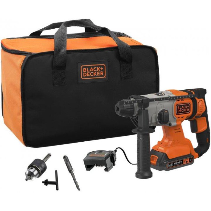 Перфоратор аккумуляторный Black&Decker BCD900E2K-QW (SDS+, 2 АКБ, 18В, 2.5 Ач, 3 режима, кейс)