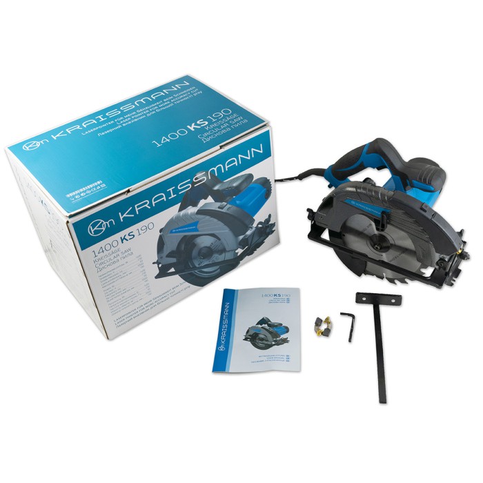 Пила дискова ручна (циркулярна) KRAISSMANN 1400 KS 190, 1400 Вт, диск 190 мм, 5500 об/хв, лазерний маркер