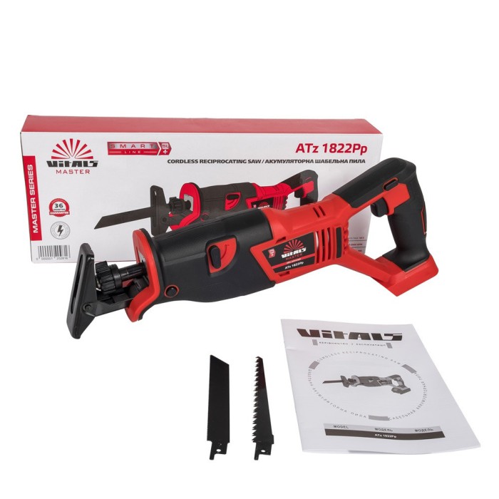 Пила сабельная аккумуляторная (электроножовка) Vitals Master ATz 1822Pp, 18 В, Li-ion, 3000 об/мин, вес 1.9 кг