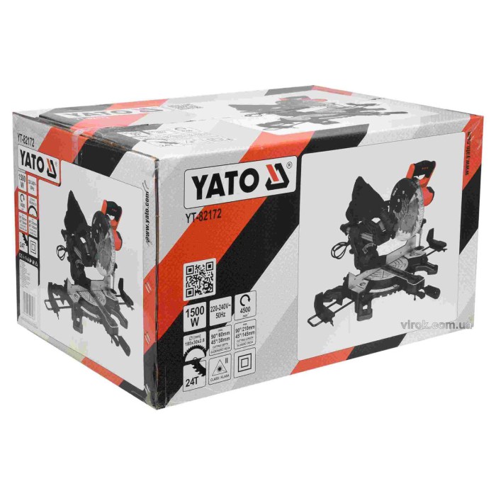 Пила торцовочная с лазером YATO YT-82172  1.5 кВт диск 185 x 30 мм