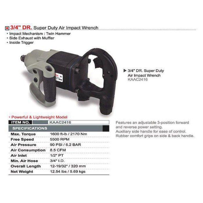 Пневмогайковерт вантажний TOPTUL KAAC2416 (3/4