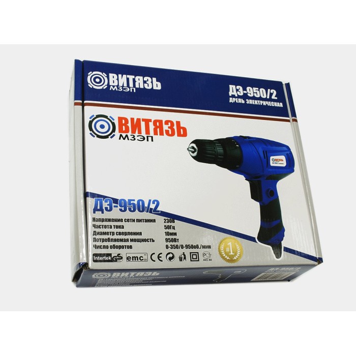 Мережевий шуруповерт Витязь ДЭ-950/2, 950 Вт, 950 об/хв, 2 швидкості, швидкозатискний патрон 13 мм