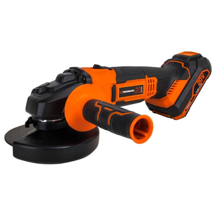 Акумуляторна кутова шлифмашина (болгарка) Tekhmann TAG-125/i20 kit, 20 В, 10000 об/хв, диск 125 мм, кейс
