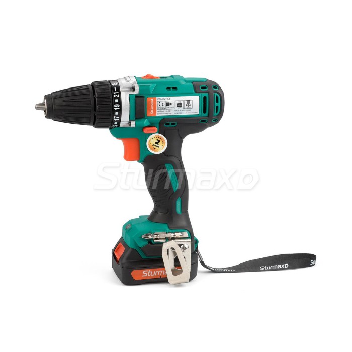 Шуруповерт акумуляторний Sturmax CDM3212LB, Li-Ion 12B, 2,0 Aч, 2 акумм, підсвічування, кейс Шуруповерт акумуляторний Sturmax CDM3212LB, Li-Ion 12B, 2,0 Aч, 2 акумм, підсвічування, кейс