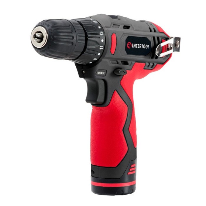 Шуруповерт акумуляторний INTERTOOL DT-0310, Li-Ion, 12В, 30 Нм, 1 акумулятор 1,3 Ач, швидкозатискний патрон