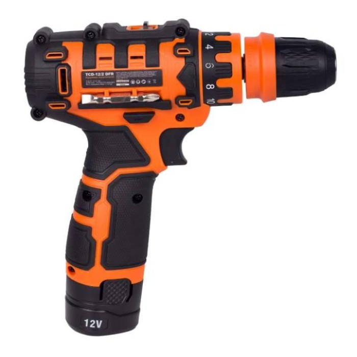 Шуруповерт акумуляторний Tekhmann TCD-12/2 DFR (2 АКБ 12В, 2 А*г, DFR патрон, кейс)