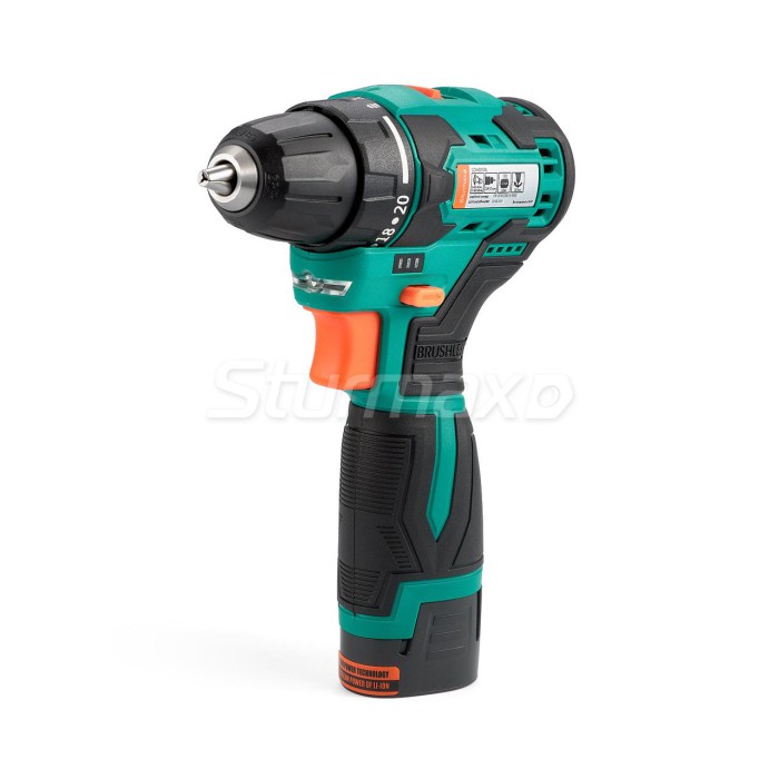 Шуруповерт акумуляторний безщітковий Sturmax CDM3212BL (12B, 2,0 Aч, 2 акум, підсвічування, кейс)