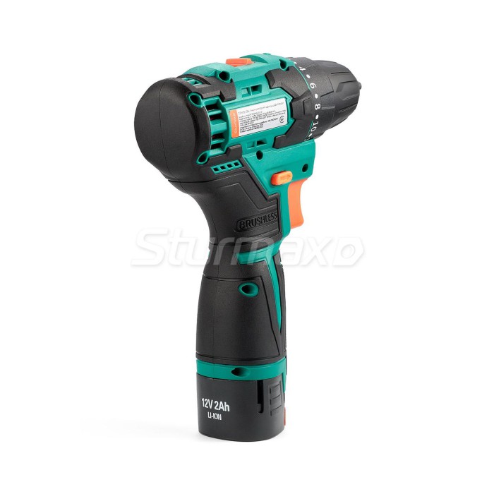 Шуруповерт акумуляторний безщітковий Sturmax CDM3212BL (12B, 2,0 Aч, 2 акум, підсвічування, кейс)
