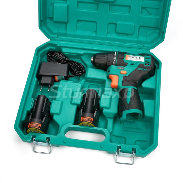 Шуруповерт акумуляторний безщітковий Sturmax CDM3212BL (12B, 2,0 Aч, 2 акум, підсвічування, кейс)