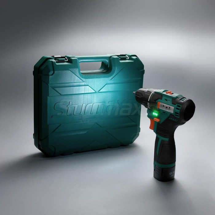 Шуруповерт акумуляторний безщітковий Sturmax CDM3212BL (12B, 2,0 Aч, 2 акум, підсвічування, кейс)