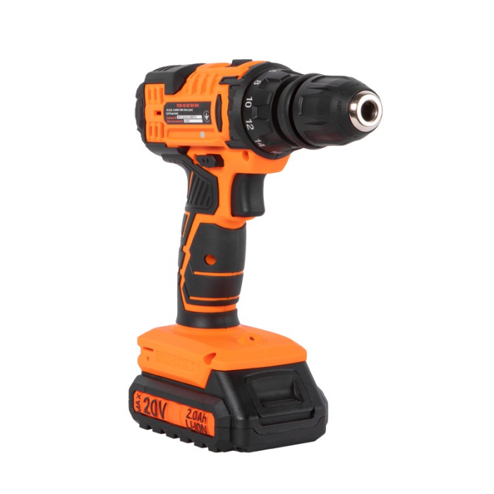 Шурупокрут акумуляторний Tekhmann TCD-18 S2 BS Kit, 18 В, 2 ак., LED, 2 швидкості, 50 Нм, набір біт і свердел