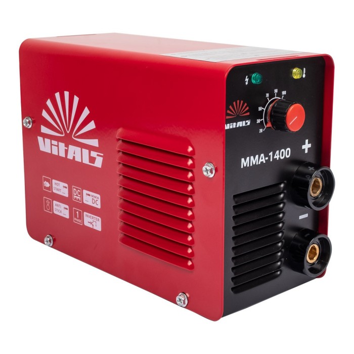 Сварочный инверторный аппарат Vitals MMA-1400, 4.95 кВт, КПД 85, электроды 1.6-4.0, сварочный ток 20-140 А