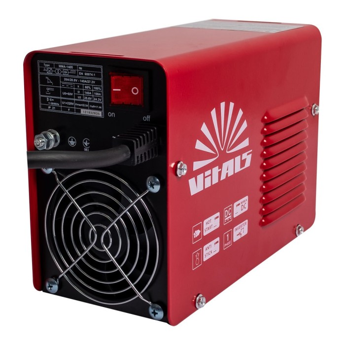 Сварочный инверторный аппарат Vitals MMA-1400, 4.95 кВт, КПД 85, электроды 1.6-4.0, сварочный ток 20-140 А
