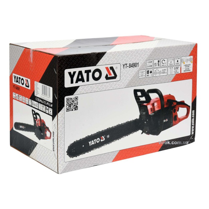 Ланцюгова бензопила YATO YT-84901, 45.1 см3 1.8 кВт шина - 16
