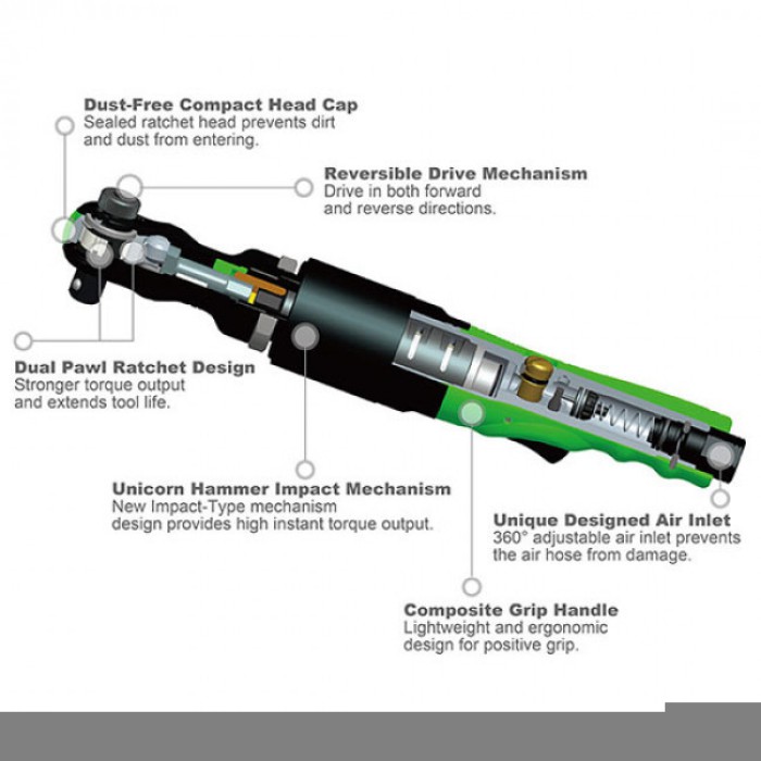 Кутовий гайковерт (пневмотріскачка) TOPTUL KAAL1610 (1/2