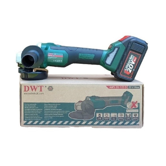 Акумуляторна болгарка DWT AWS-20-125 D (без акумулятора та зарядного пристрою)